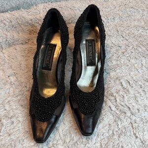 J.Renee Black Beaded Pointed-Toe Pumps
